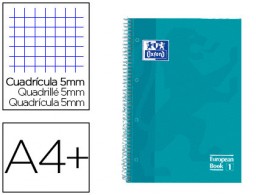 Cuaderno espiral Oxford Book1 A4+ 80h micro c/5mm. 4tal. tapa dura azul